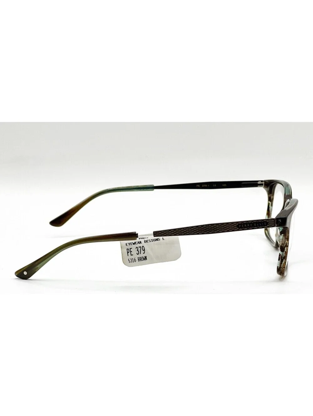 Perry Ellis Pe 379-1 Brown Horn Authentic Eyeglasses 53-16-145